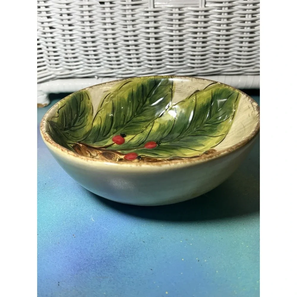 Dario Farrucci Designs‎ Hand Crafted Painted Bowls Majolica Leaves Berries